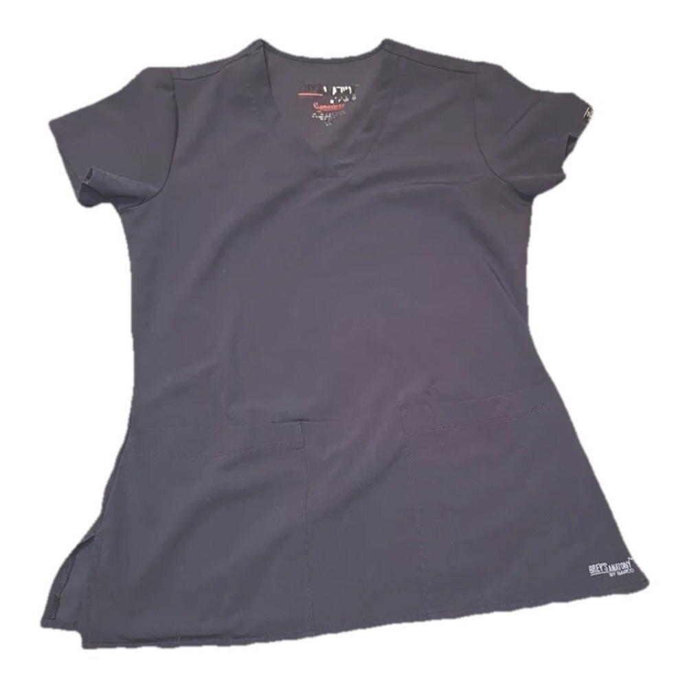 Scrubs Top Women XS Greys Anatomy Medical Uniform Charcoal Gray Profesional